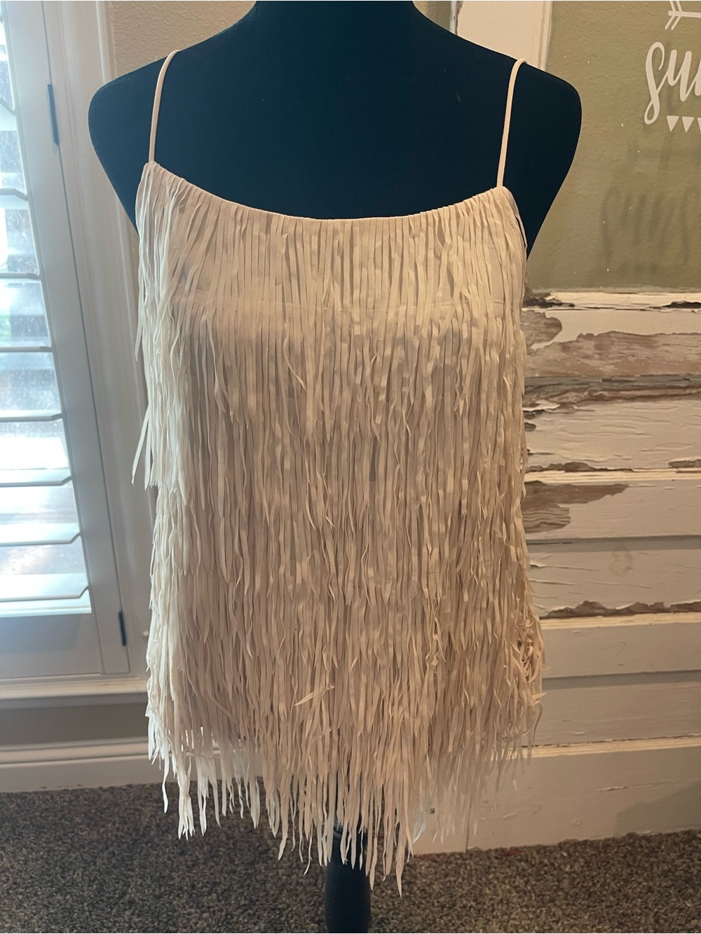Double Zero Cream Fringe Camisole